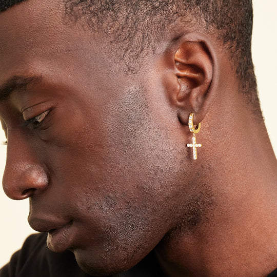 Punk CROSS Earrings Men Women Stainless Steel Ear Stud Hoop Dangle Women  Jewelry | eBay